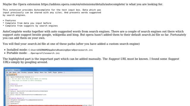 Opera autocomplete in custome search engine