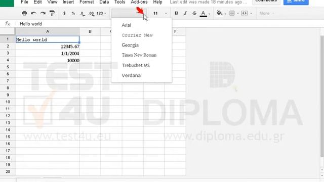Change the font into Arial at the cell A1 of the active worksheet. смотреть онлайн