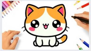 КАК НАРИСОВАТЬ МИЛОГО КОТА В СТИЛЕ КАВАИ ЛЕГКО, ШАГ ЗА ШАГОМ 😻🐈