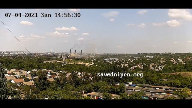 4 июля 2021 года выбросы Коксохим Днепр таймплапс