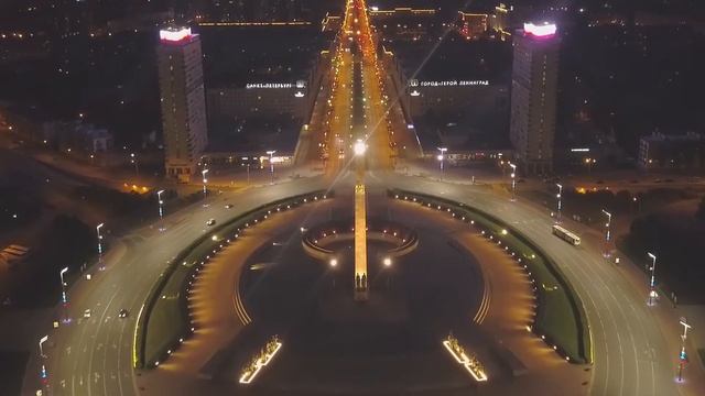 Съемка подсветки Площади Победы, Санкт-Петербург смотреть онлайн