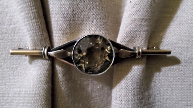 БРОШЬ РАУХТОПАЗзолото серебро 1960х антикброшьраухтопазброшьсеребросссрброшьсереброброшьтопаз