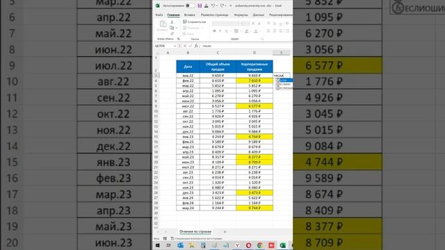 Самый быстрый способ найти различия в данных по строкам в excel