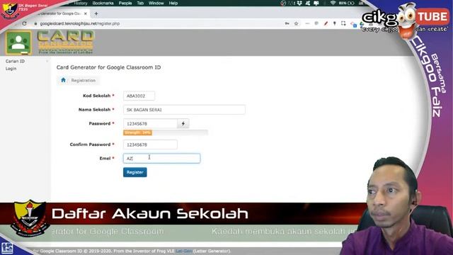 Tutorial Google Classroom ID Card Generator: Daftar akaun sekolah