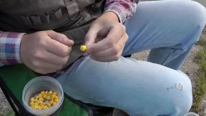 Как насадить на крючок кукурузу.