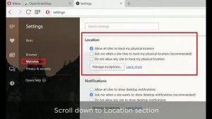 PC – Opera: Allowing Location Data Sharing (Windows 10)