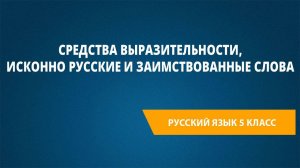 Урок 47. Средства выразительности, исконно русские и заимствованные слова