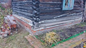 Подъём деревянного дома и увеличение фундамента. осень 2024г. Садовый домик.