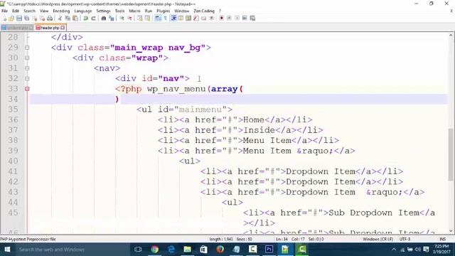 WordPress Website development Tutorial from PSD to HTMl part4