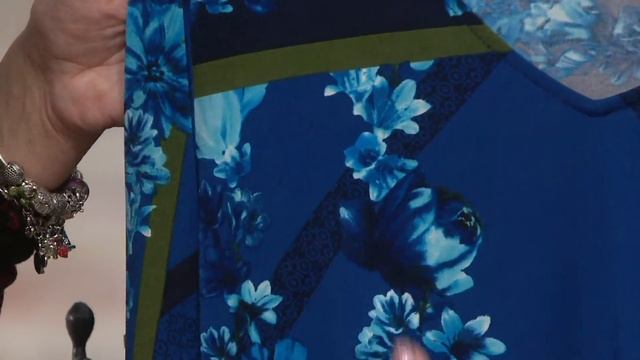 Susan Graver Printed Liquid Knit Tunic with Tie Sleeves on QVC смотреть онлайн