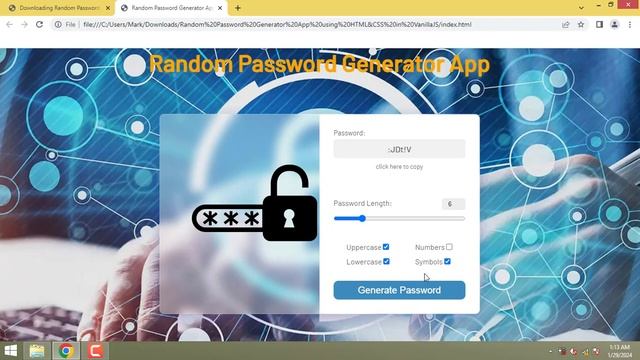 Random Password Generator App in VanillaJS
