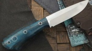 Стальные Бивни нож Сканди, сталь Bohler K110 , рукоять стабилизированная карельская береза