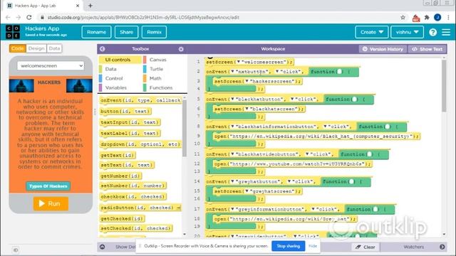 Hackers app made by V.Vishnu with code.org смотреть онлайн