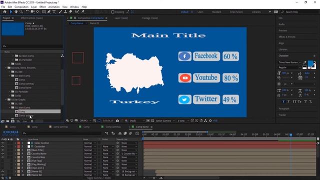 1.Folder structure |  After Effects template tutorial | All maps all flags with different scenes