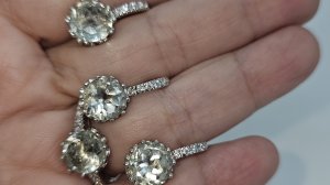 набор сет 925 празиолит  и куб цирконий кольцо, серьги, кулон