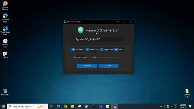 Password Generator app python and customtkinter смотреть онлайн
