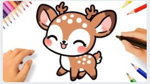 КАК НАРИСОВАТЬ МИЛОГО КАВАИЙНОГО ОЛЕНЯ ШАГ ЗА ШАГОМ 🦌💟