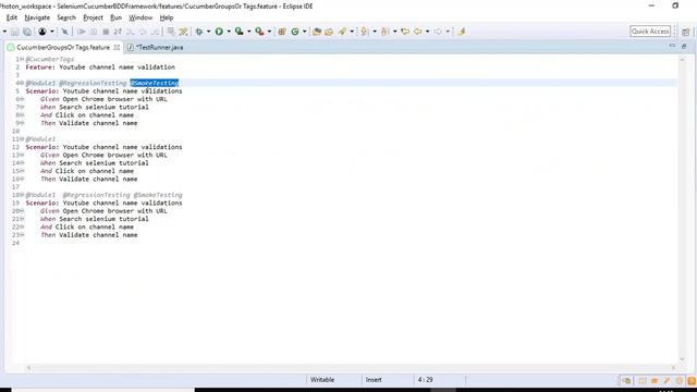 Cucumber Framework Selenium Tutorial-12 Cucumber Tags - Cucumber Groups