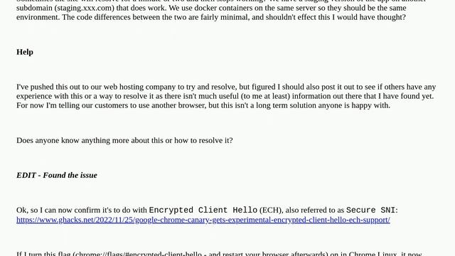 ERR_ECH_FALLBACK_CERTIFICATE_INVALID error on Chrome (117.0.5938.132) on Windows