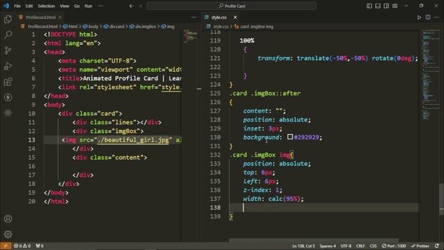 Animated Profile Card Design Using HTML and CSS | Profile Card