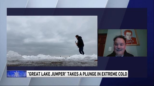 "The Great Lake Jumper" braves the extreme cold to jump into Lake Michigan смотреть онлайн