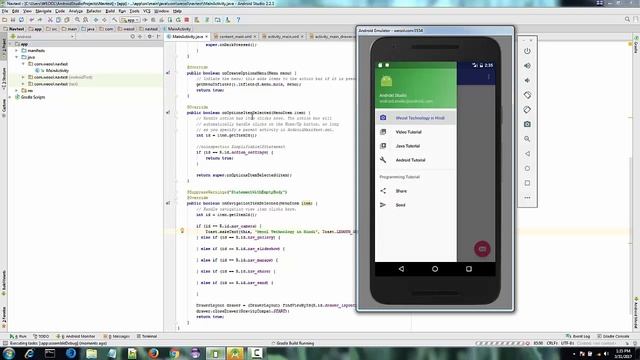 Android Studio Tutorial for Beginners In HINDI Part 17 - Navigation Drawer Example 2