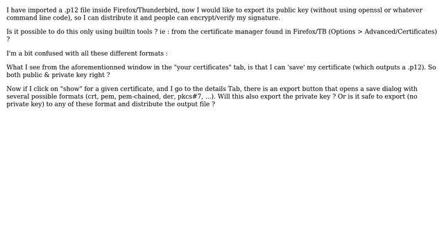 Firefox/Thunderbird export public key смотреть онлайн