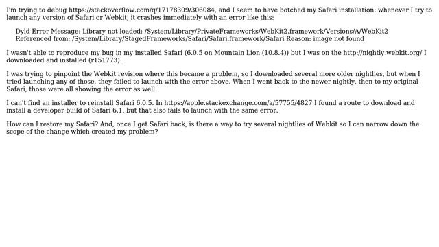 Apple: Both Safari and Webkit crash on startup смотреть онлайн