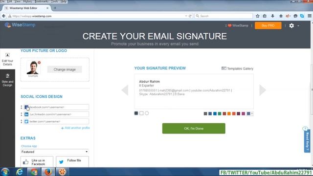 How to create a custom e-mail signature with WiseStamp in Mozilla Firefox - Bangla