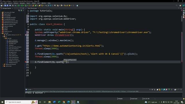 Selenium 13 - How to handling Alert Message (Dismiss) in selenium automation