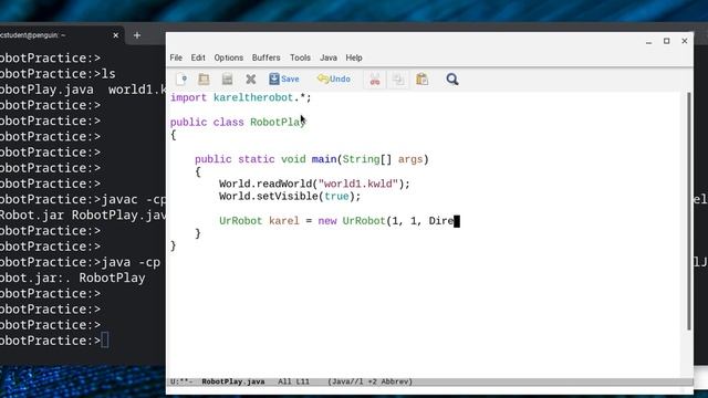 Compile and Run Code with KarelJRobot