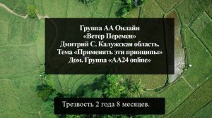 Дмитрий С.Калужская область. Дом. группа "АА24 online" Тема "Применять эти принципы"