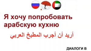 Я хочу попробовать арабскую кухню. Фразы на арабском языке. Арабский язык