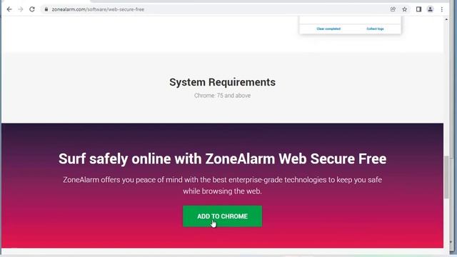 ZoneAlarm Web Secure is a free browser security extension for Google Chrome