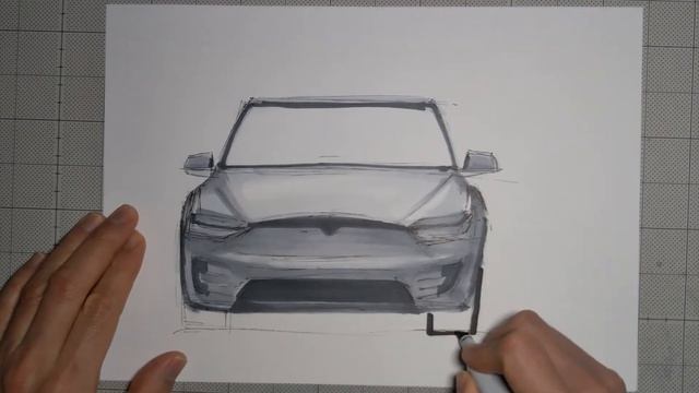 Drawing Tesla Model X | day 2 Front View смотреть онлайн