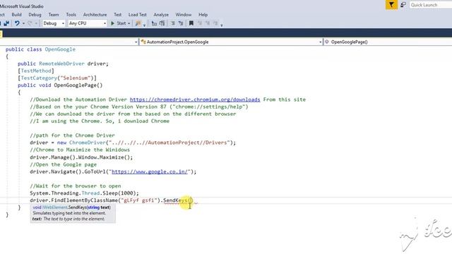 How to Write the Automation Script in Selenium C Sharp using Visual Studio