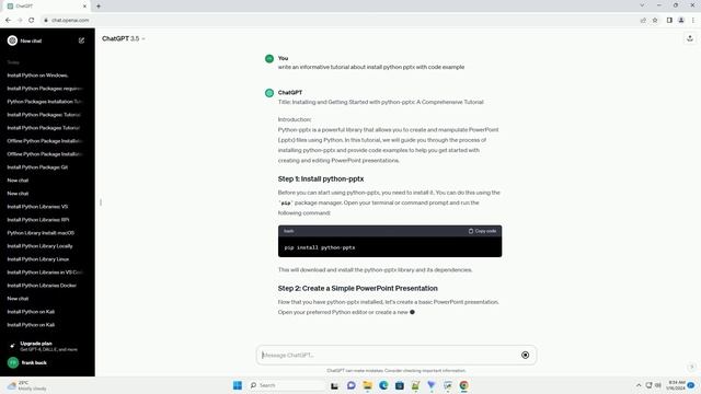 install python pptx