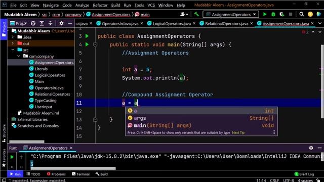 Assignment Operators in Java