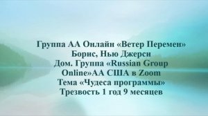 Борис Нью Джерси, Дом. группа "Russian Group Online"АА США в zoom.Тема "Чудеса программы"