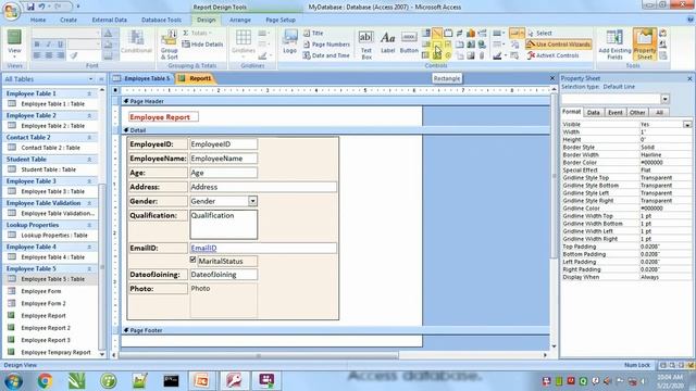 Topic 10 Report Design in MS Access 2007