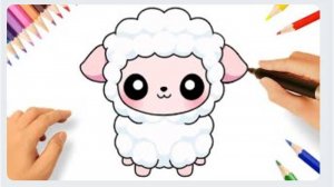 КАК НАРИСОВАТЬ МИЛУЮ ОВЕЧКУ В СТИЛЕ КАВАИ ШАГ ЗА ШАГОМ 🐑