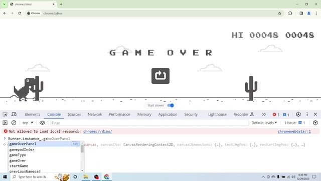 Google dinosaur game hack with just one line of JavaScript Code.| Amin Coding.