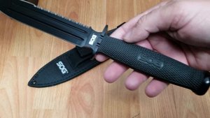 SOG FIXATION 12" BOWIE FIXED BLADE BLACK KNIFE - FX01NCP