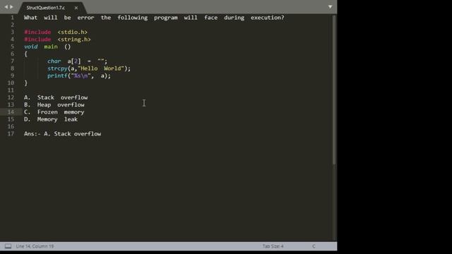 A C programming question on stack overflow
