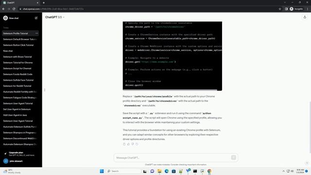 selenium use existing browser profile