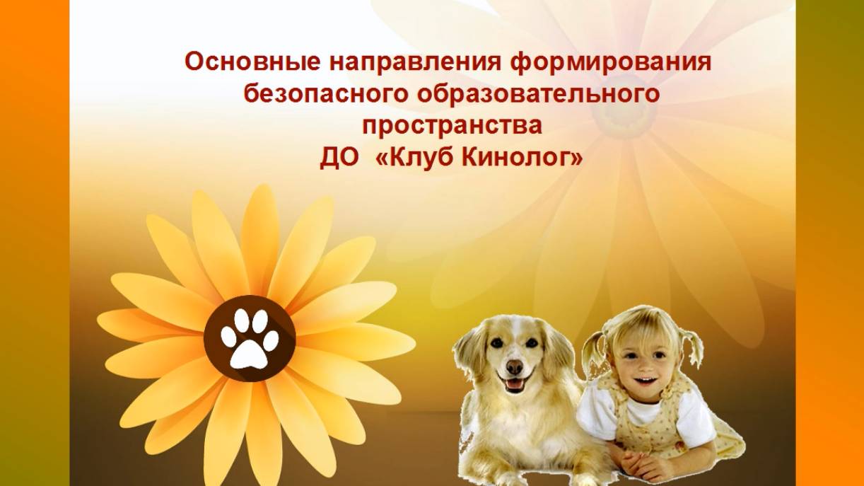 Основные направления формирования безопасного образовательного пространства ДО Клуба "Кинолог"