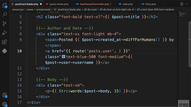 LARAVEL 11 Crash Course for Beginners 2024 _ #20 User Posts