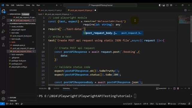 Playwright API Testing #57 POST API Request using Static JSON File