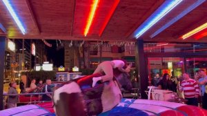 Tatu Girl Riding on a Bull in Benidorm | Bull Riding 4K