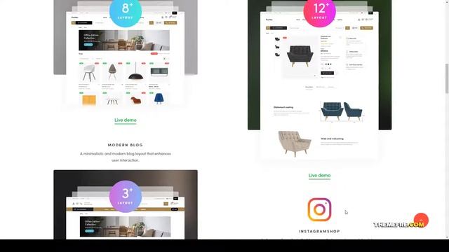 Funiter - Elegant furniture shop for WooCommerce gutenberg retail Website Builder смотреть онлайн